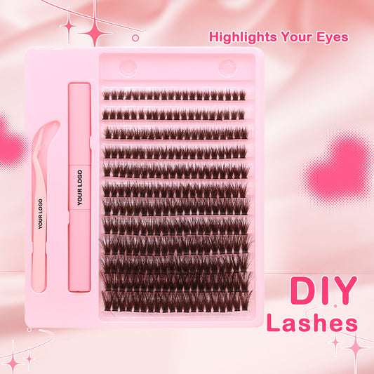 Sulv 40D Brown Fluffy Lash Cluster 8-10-12-14-16-18mm Mixed