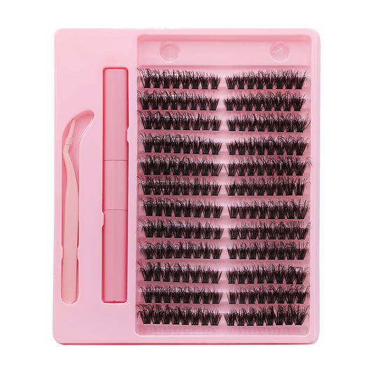Sulv Lashes 100D Fluffy Lash Clusters 8-16mm Mixed Lashes Kit With Bond and Seal ,Tweezers