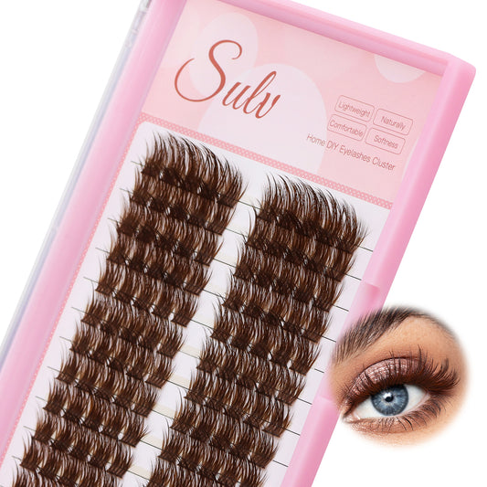 Sulv S004 Brown Lash Clusters Pre-mapped Wispy Lahses D Curl 14-20mm to Choose