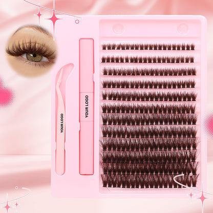 Sulv 40D Brown Fluffy Lash Cluster 8-10-12-14-16-18mm Mixed