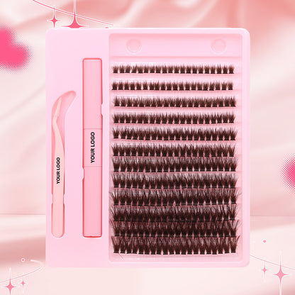Sulv 40D Brown Fluffy Lash Cluster 8-10-12-14-16-18mm Mixed