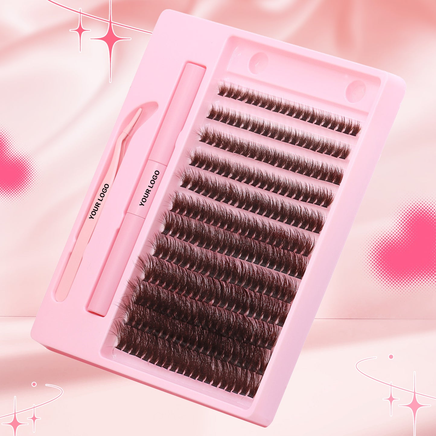 Sulv 40D Brown Fluffy Lash Cluster 8-10-12-14-16-18mm Mixed