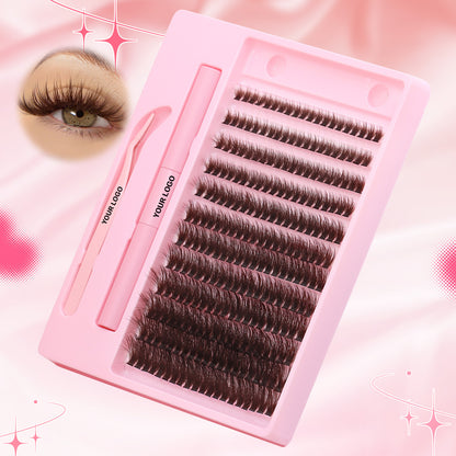 Sulv 40D Brown Fluffy Lash Cluster 8-10-12-14-16-18mm Mixed