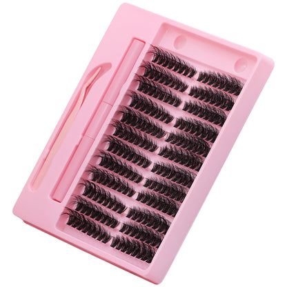 Sulv Lashes 100D Fluffy Lash Clusters 8-16mm Mixed Lashes Kit With Bond and Seal ,Tweezers