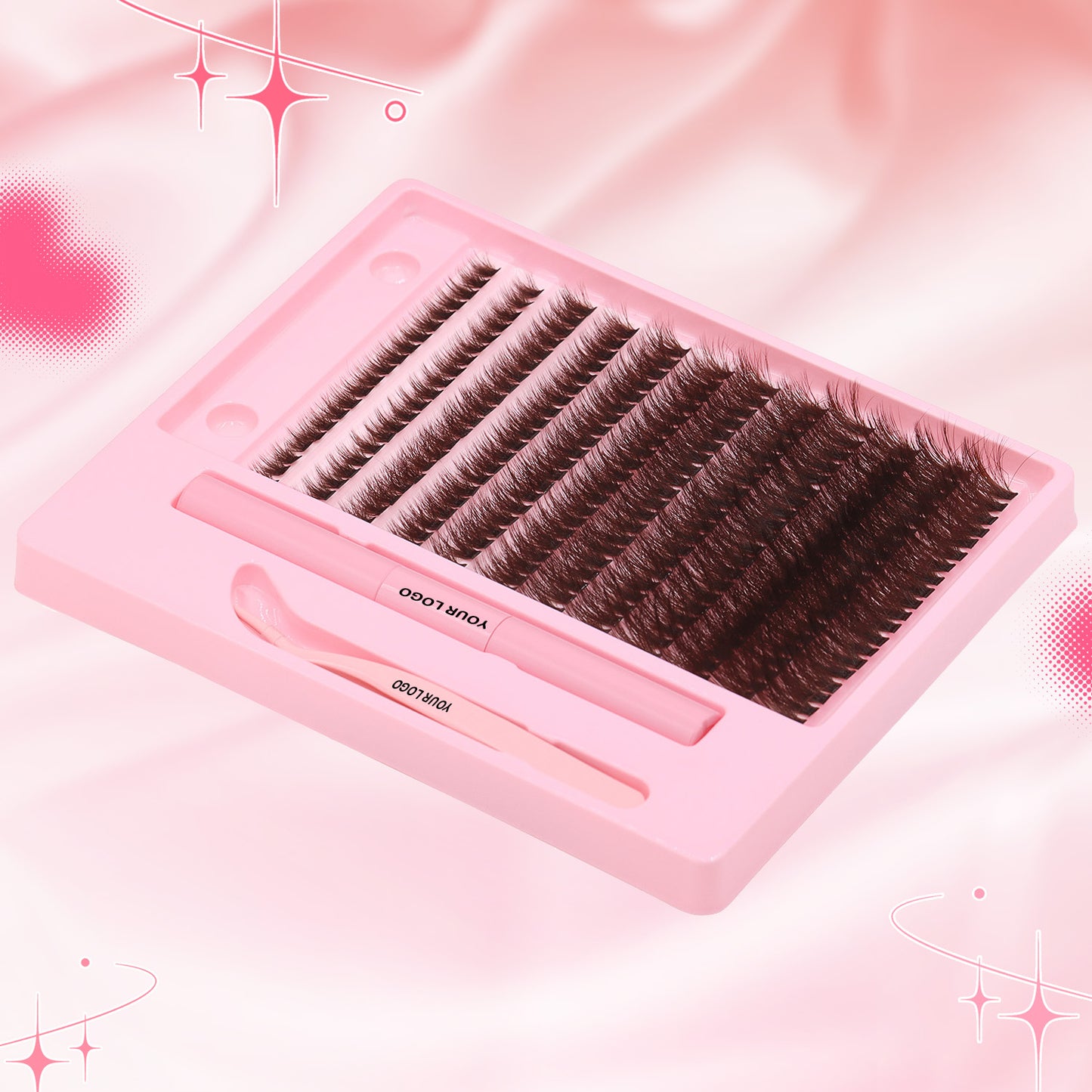 Sulv 40D Brown Fluffy Lash Cluster 8-10-12-14-16-18mm Mixed