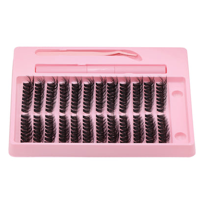 Sulv Lashes 100D Fluffy Lash Clusters 8-16mm Mixed Lashes Kit With Bond and Seal ,Tweezers
