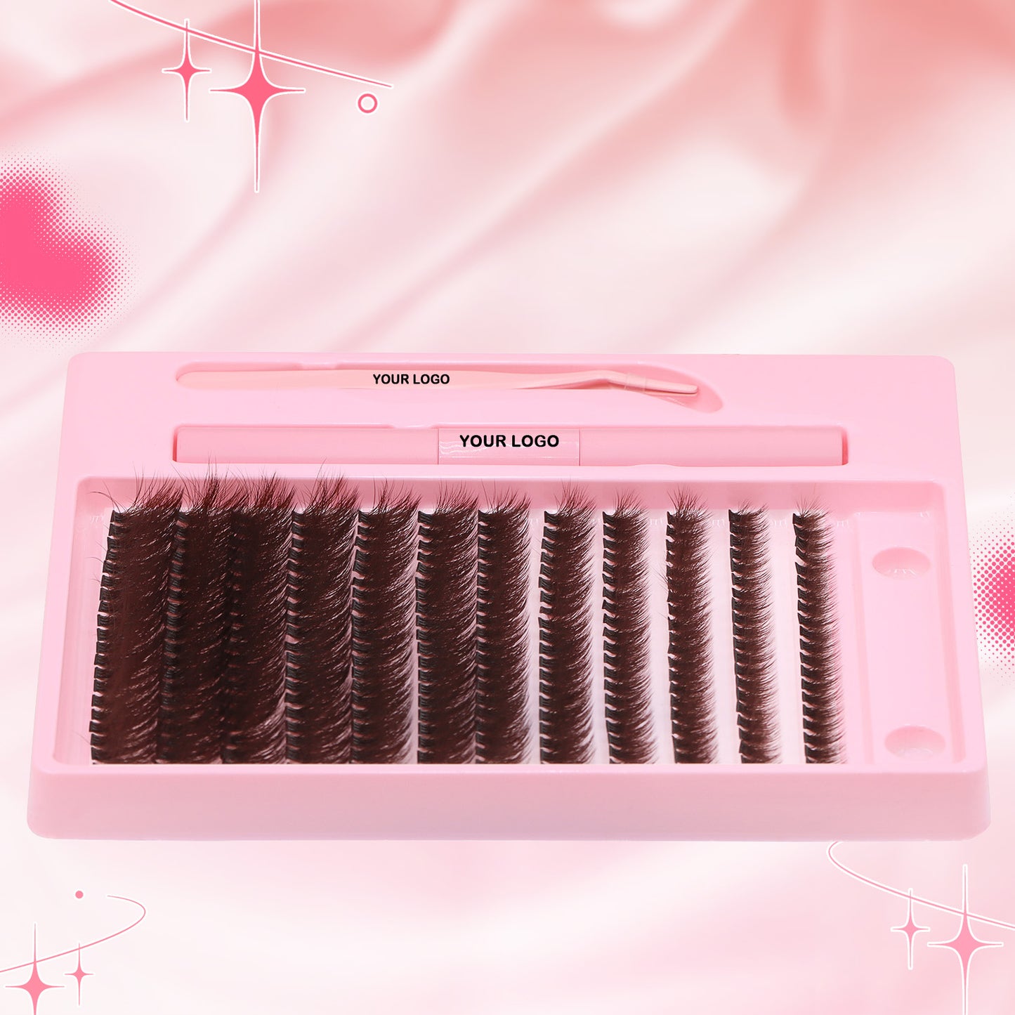 Sulv 40D Brown Fluffy Lash Cluster 8-10-12-14-16-18mm Mixed