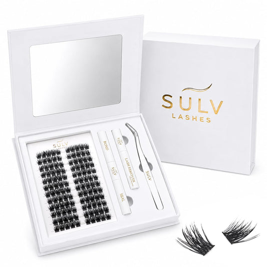 SULV Wispy Lash Clusters Kit,120Pcs Manga Eyelash Clusters(8-12mm CC Curl),Featuring Preglued Lash Clusters with Bond,Seal and Tweezers,Salon Quality Beginner Friendly DIY Lash Extension Kit At Home.