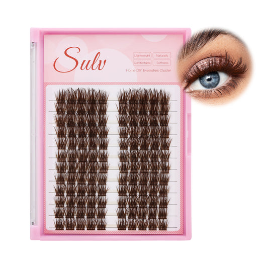Sulv S004 Brown Lash Clusters Pre-mapped Wispy Lahses D Curl 14-20mm to Choose