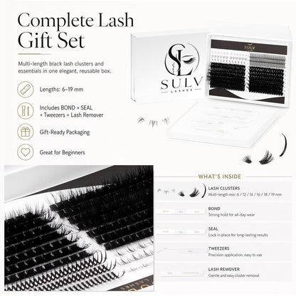 SULV Lash Clusters with Spikes and Bottom Lashes,100D+300D Fluffy Volume Manga Eyelash Extensions Kit with Lash Bond and Seal, Remover and Tweezer, Mixed Length Multi-Types Individual Lashes DIY Pack.