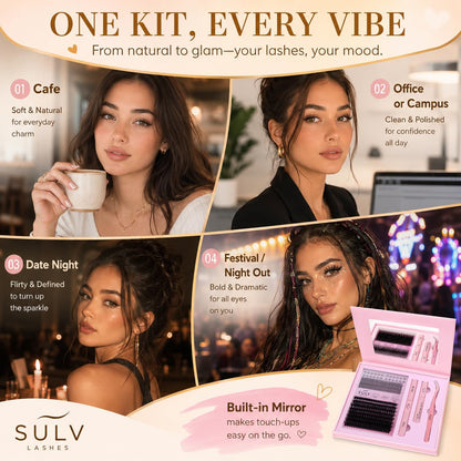 SULV Manga Lash Clusters Kit with Spikes and Bottom Lashes,100D Fluffy Cluster Eyelash Extensions Kit with Lash Bond and Seal, Remover and Tweezers, Beginner-Friendly False Eyelashes Kit.