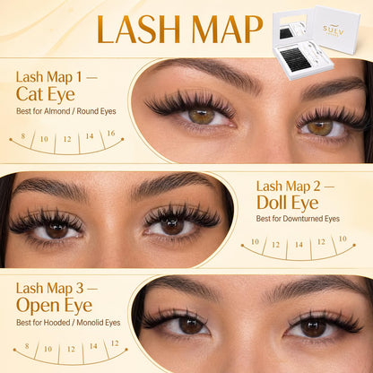 SULV Manga Lash Clusters Kit, 228PCS Spiky Wispy Eyelash Clusters with Bond and Seal, C/D/LC/LD Curl 12-22mm Anime Cosplay Individual Volume Lash Extension Kit.