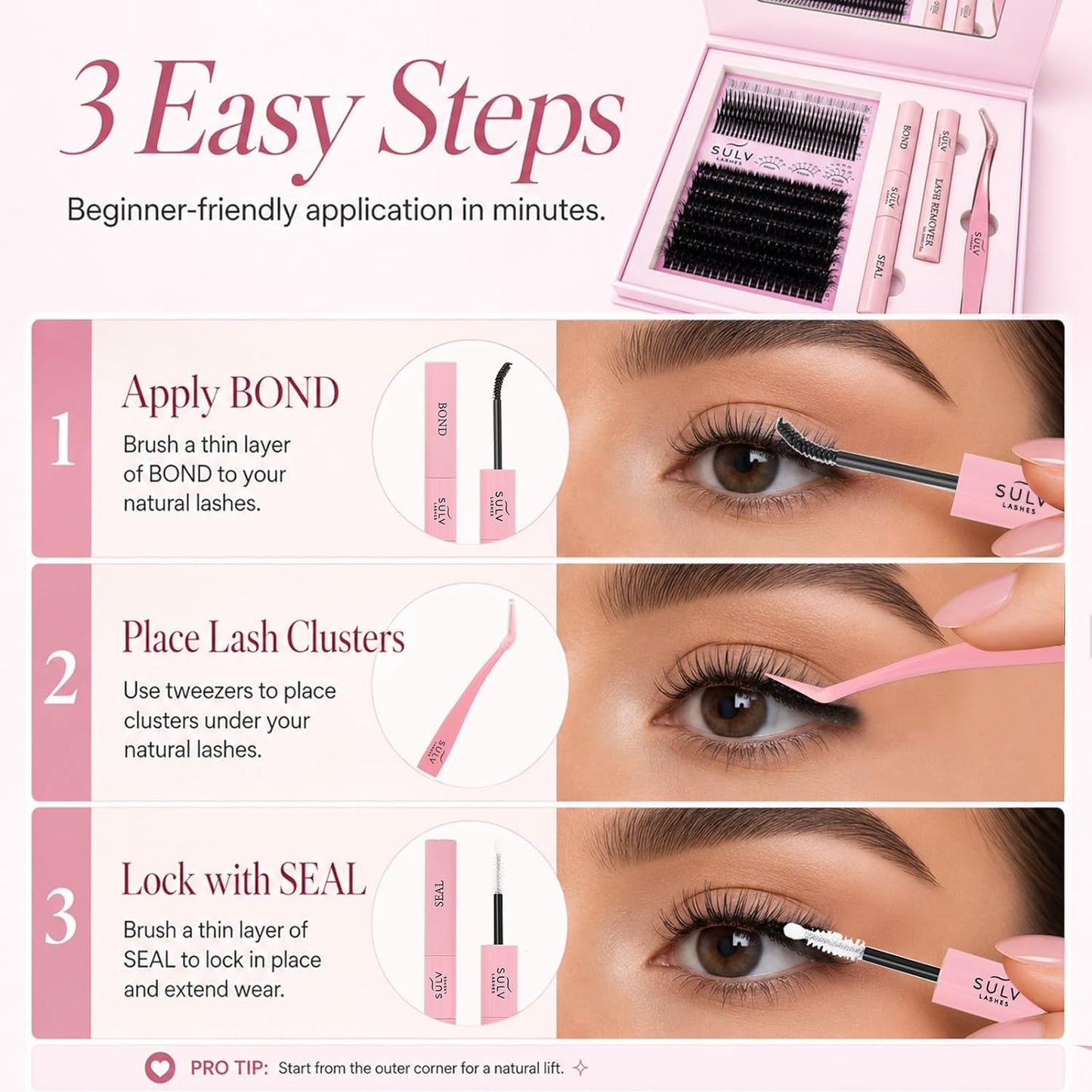 SULV Manga Lash Clusters Kit with Spikes and Bottom Lashes,100D Fluffy Cluster Eyelash Extensions Kit with Lash Bond and Seal, Remover and Tweezers, Beginner-Friendly False Eyelashes Kit.