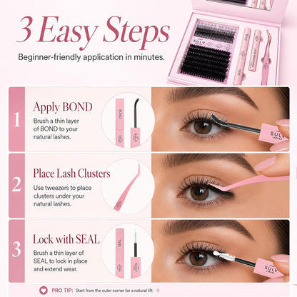SULV Manga Lash Clusters Kit with Spikes and Bottom Lashes,100D Fluffy Cluster Eyelash Extensions Kit with Lash Bond and Seal, Remover and Tweezers, Beginner-Friendly False Eyelashes Kit.