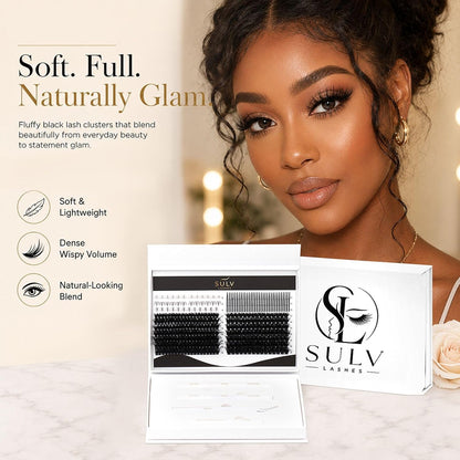 SULV Lash Clusters with Spikes and Bottom Lashes,100D+300D Fluffy Volume Manga Eyelash Extensions Kit with Lash Bond and Seal, Remover and Tweezer, Mixed Length Multi-Types Individual Lashes DIY Pack.
