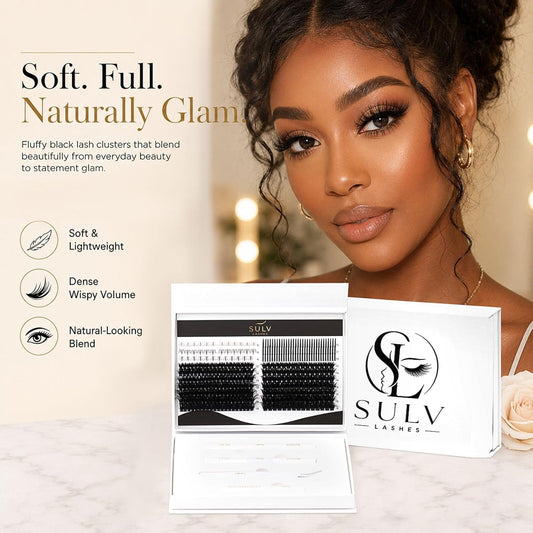 SULV Lash Clusters with Spikes and Bottom Lashes,100D+300D Fluffy Volume Manga Eyelash Extensions Kit with Lash Bond and Seal, Remover and Tweezer, Mixed Length Multi-Types Individual Lashes DIY Pack.