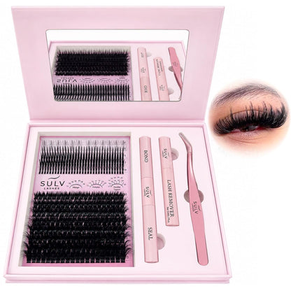 SULV Manga Lash Clusters Kit with Spikes and Bottom Lashes,100D Fluffy Cluster Eyelash Extensions Kit with Lash Bond and Seal, Remover and Tweezers, Beginner-Friendly False Eyelashes Kit.