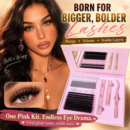 SULV Manga Lash Clusters Kit with Spikes and Bottom Lashes,100D Fluffy Cluster Eyelash Extensions Kit with Lash Bond and Seal, Remover and Tweezers, Beginner-Friendly False Eyelashes Kit.
