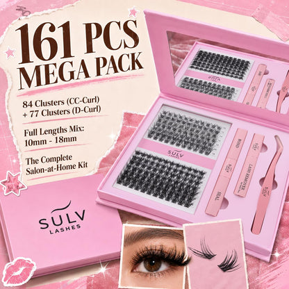SULV Lash Clusters Kit Wispy Eyelash Clusters Lashes Natural DIY Lash Extension Kit at Home,C/D/LC/LD Curl Individual Lashes 10-18mm Fluffy Cluster Eyelash Extensions with Bond,Seal and Tweezers.