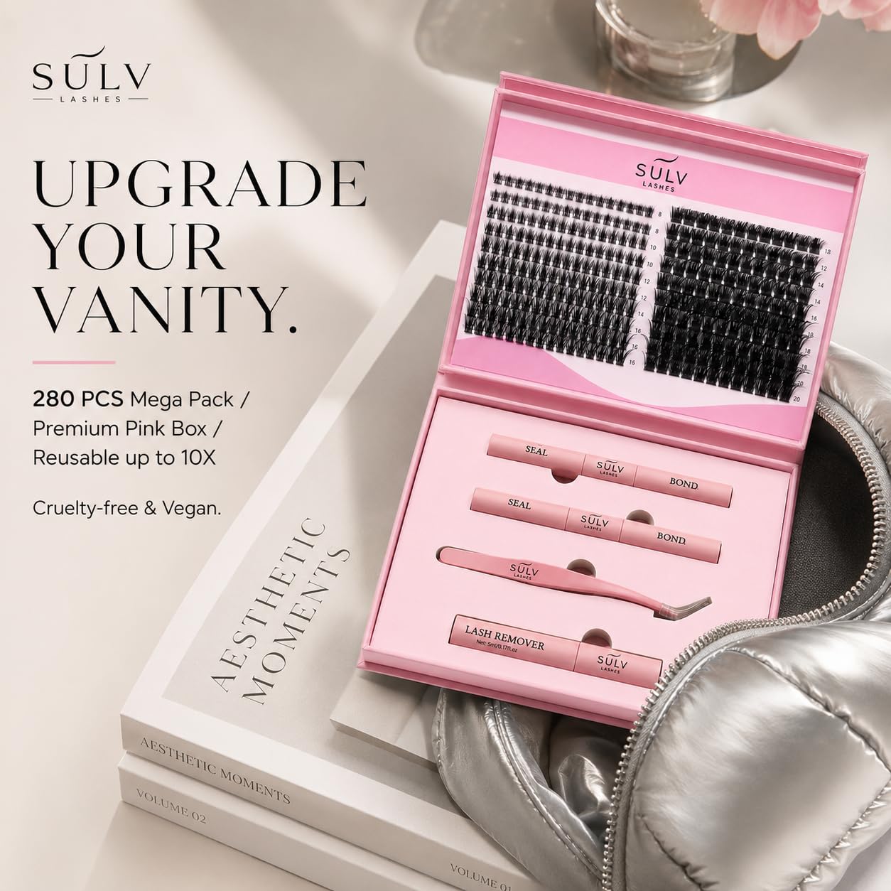 SULV Lash Clusters Kit Manga Eyelash Clusters Extensions Wispy Spiky Fairy Individual Lashes Natural D Curl Fluffy Cluster Eyelash Extensions DIY at Home 280PCS.