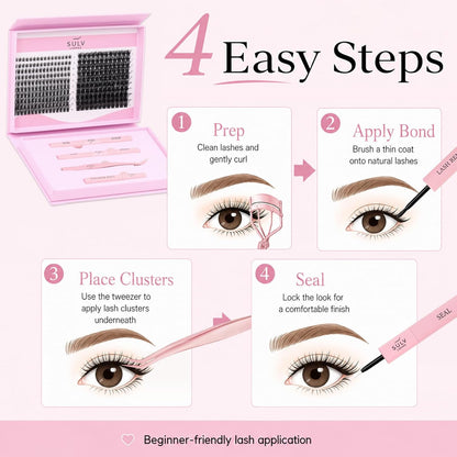 SULV Lash Clusters Kit Manga Eyelash Clusters Extensions Wispy Spiky Fairy Individual Lashes Natural D Curl Fluffy Cluster Eyelash Extensions DIY at Home 280PCS.