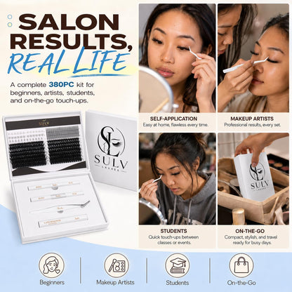 SULV Lash Clusters with Spikes and Bottom Lashes,100D+300D Fluffy Volume Manga Eyelash Extensions Kit with Lash Bond and Seal, Remover and Tweezer, Mixed Length Multi-Types Individual Lashes DIY Pack.