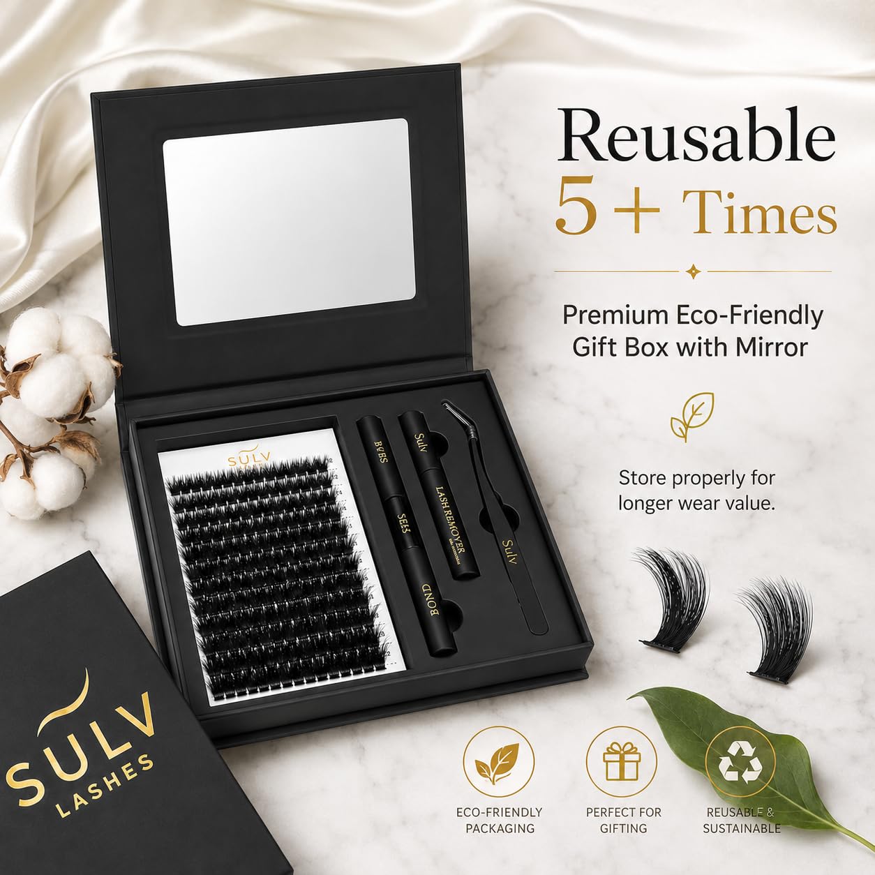 SULV Fluffy Lash Clusters Kit 180PCS 300D Mega Volume DIY Lash Extension Set with Bond and Seal Remover Tweezers D Curl 12-22mm Individual Eyelash Extensions Dramatic Full Look Eyelash
