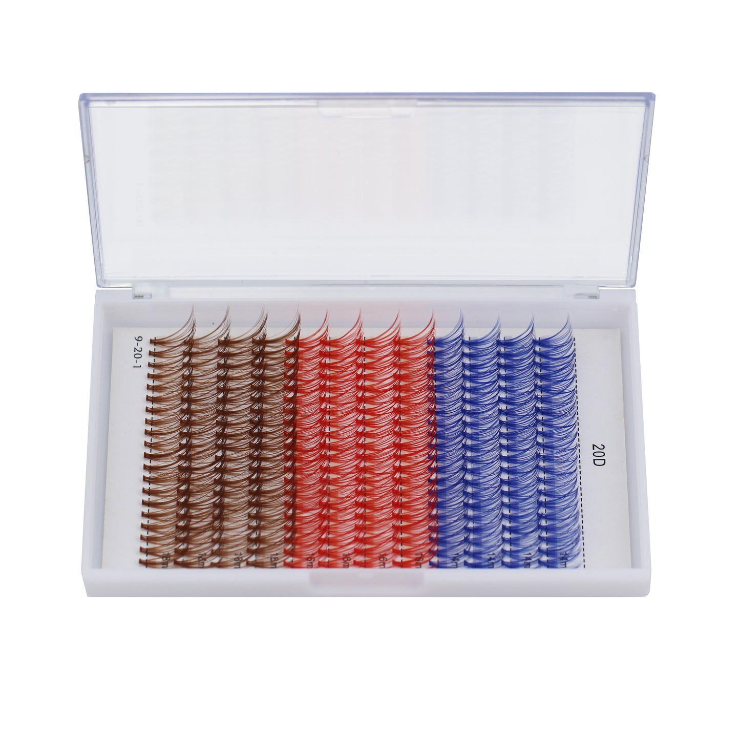 Sulv Lashes 20D Blue+Red+Brown False Lashes D Curl 10-20mm to Choose