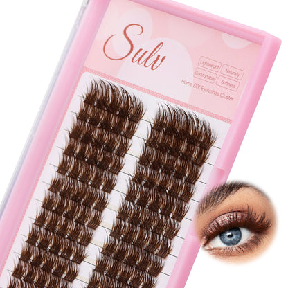 Sulv S004 Brown Lash Clusters Pre-mapped Wispy Lahses D Curl 14-20mm to Choose