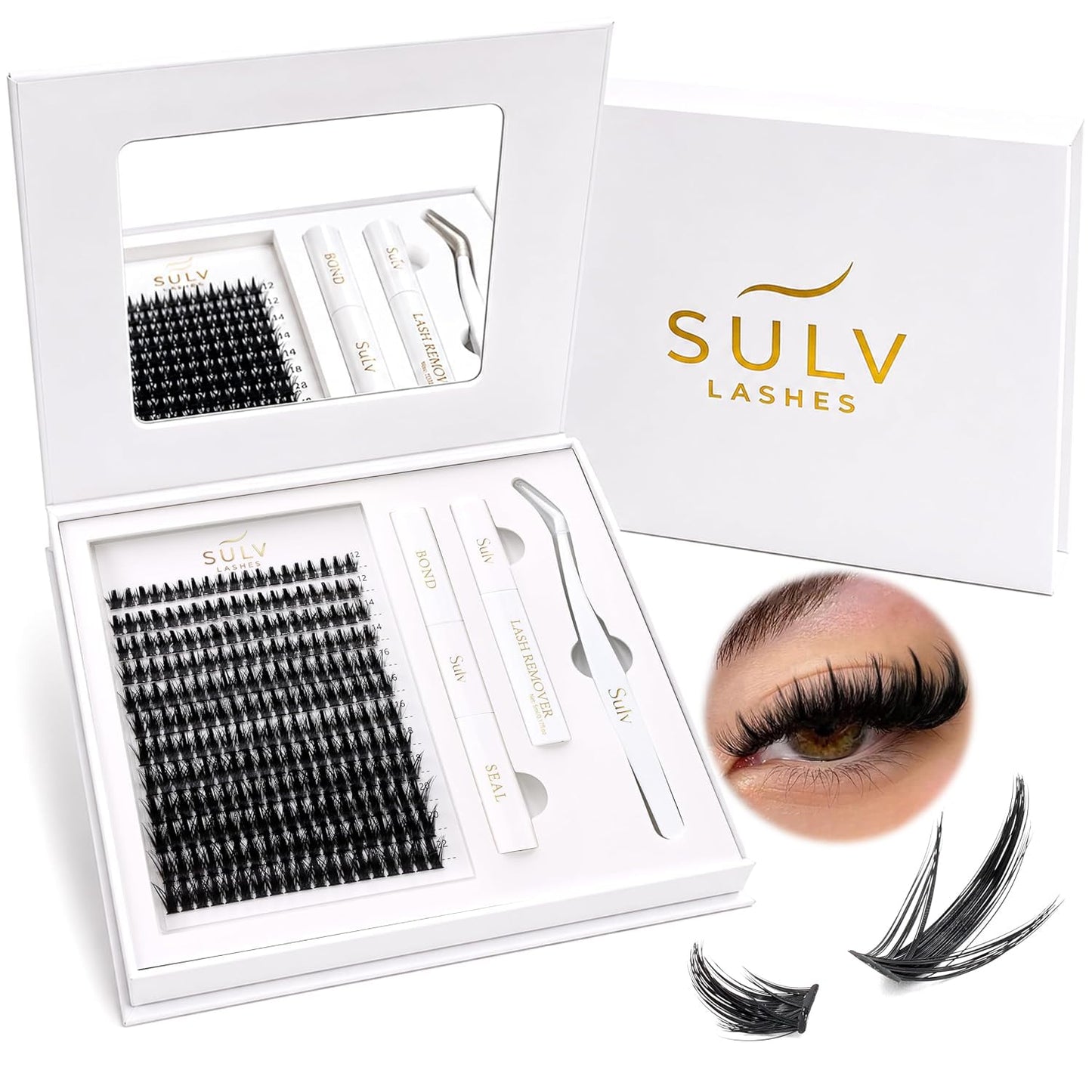 SULV Manga Lash Clusters Kit, 228PCS Spiky Wispy Eyelash Clusters with Bond and Seal, C/D/LC/LD Curl 12-22mm Anime Cosplay Individual Volume Lash Extension Kit.
