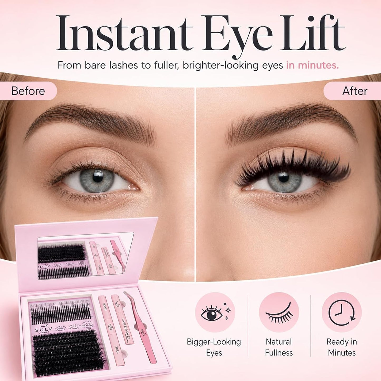 SULV Wispy Lash Clusters with Spikes and Bottom Lashes,100D Fluffy Cluster Eyelash Extensions Kit with Lash Bond and Seal, Remover and Tweezers,Manga