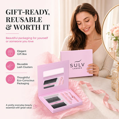 SULV Lash Clusters Kit 161PCS, Wispy Natural Eyelash Clusters C/D/LC/LD Curl, Reusable DIY Lash Extension Set with Bond Seal Remover and Tweezers for Beginners