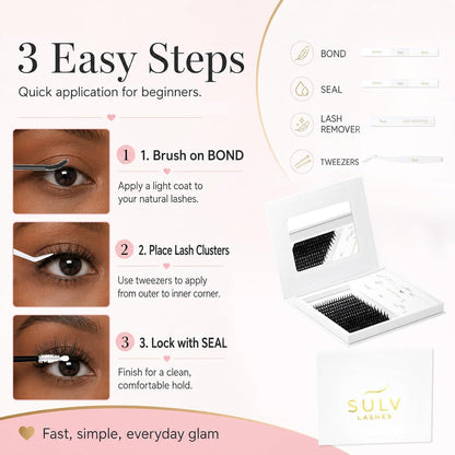 SULV Manga Lash Clusters Kit, 228PCS Spiky Wispy Eyelash Clusters with Bond and Seal, C/D/LC/LD Curl 12-22mm Anime Cosplay Individual Volume Lash Extension Kit.